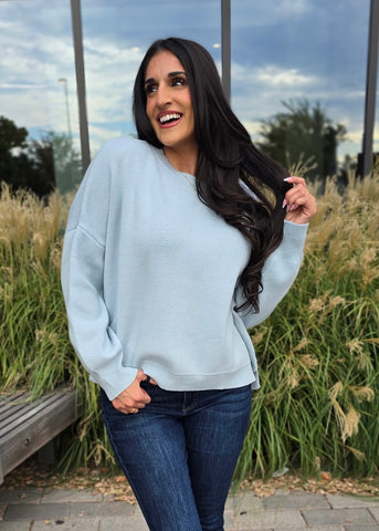 Just My Type Baby Blue Crew Neck Sweater