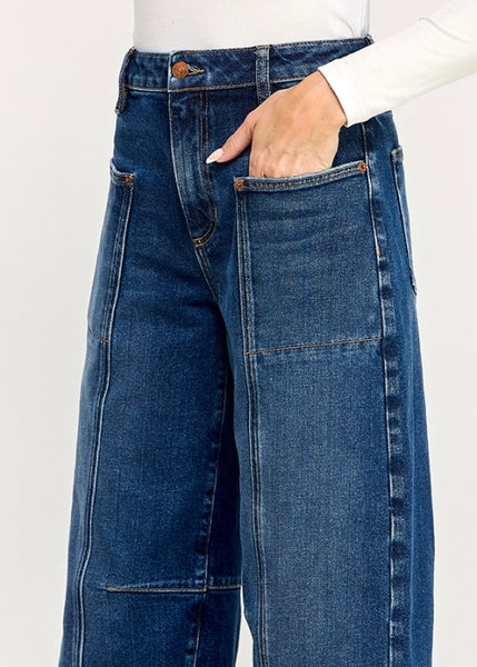 Erica High Rise Dark Wash Barrel Jeans