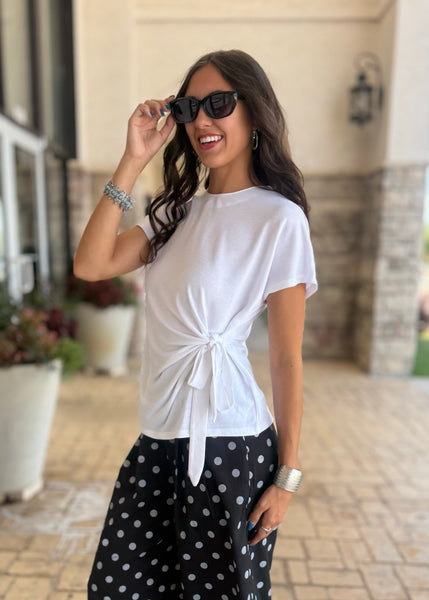 Just So Easy White Side Tie Top