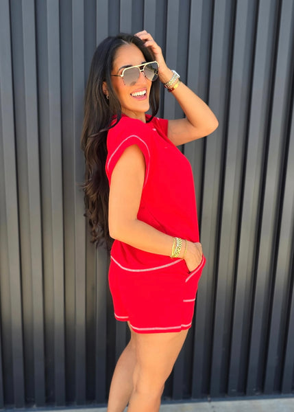 Cheering Section Red 2Pc Short & Top Set
