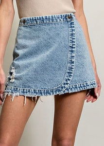 Vintage Styles Denim Wrap Mini Skirt