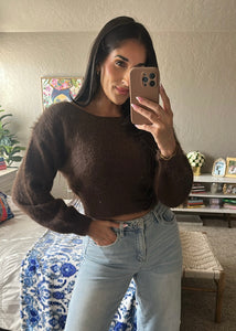 Best of My Love Brown Cropped Sweater - One Size