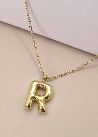 18K STAINLESS STEEL TARNISH FREE  INITIAL NECKLACE | R