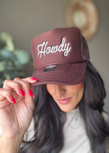 "Howdy" Brown Trucker Hat