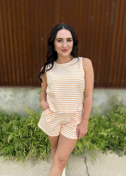 Dreamsicle 2 Pc Orange Stripe Shorts Set