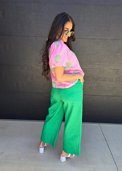 Summer Evenings Green Wide Leg Denim