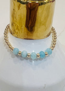 4 MM Turquoise & Gold Ball Bracelet