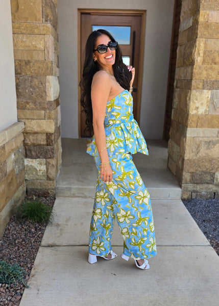 Vacation Life Strapless Top & Pant Set