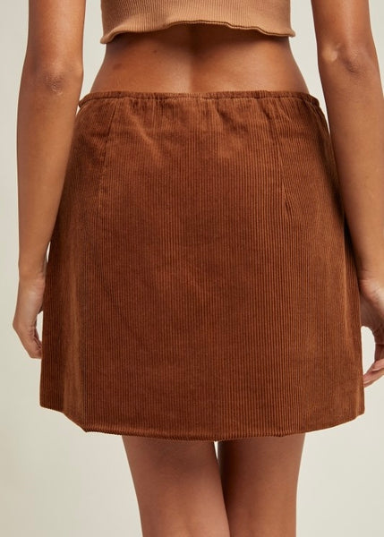Fall Fun Brown Corduroy Mini Skirt