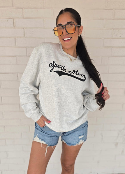 Sports Mom Crewneck Sweatshirt: Ash Grey