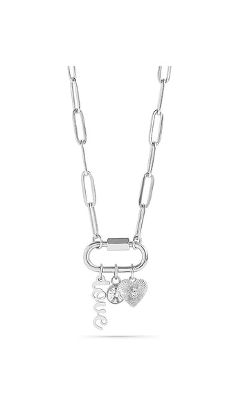 Silver Carabiner "Love" Paperclip Charm Necklace