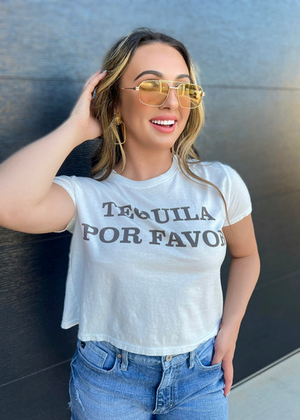 "Tequila Por Favor" Cropped Tee