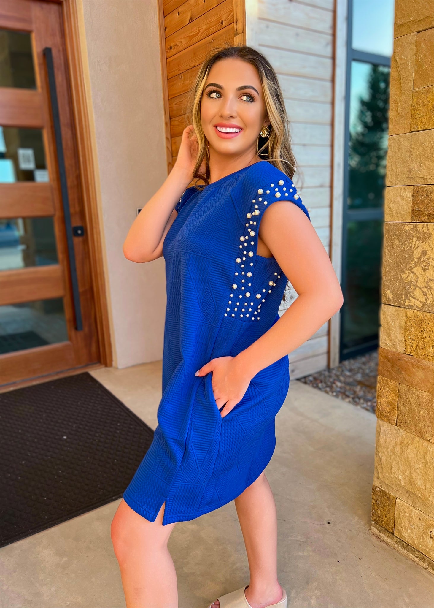 Elegant Moment Embellished Blue Dress