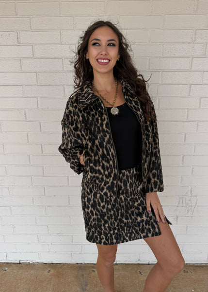 It's All About Me Leopard Print Zip Up Jacket
