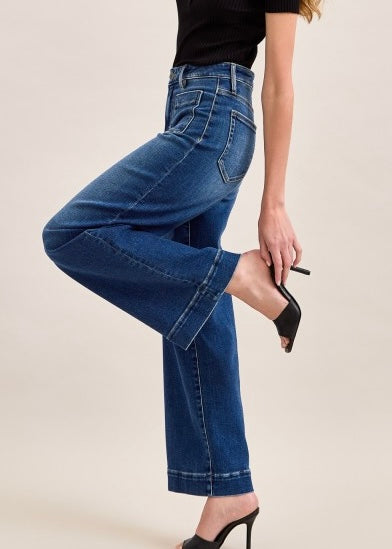 Nori High Rise Wide Leg Front Pocket Denim