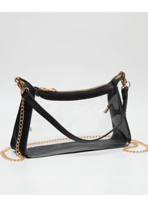 Game Day Stadium Clear Satchel Bag : Black