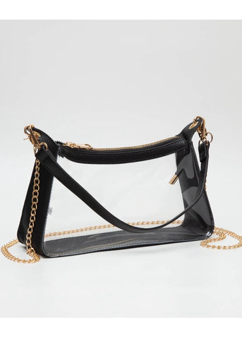 Game Day Stadium Clear Satchel Bag : Black