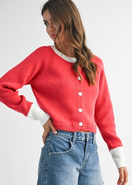 Girl Boss Red Cardigan Sweater