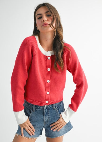 Girl Boss Red Cardigan Sweater