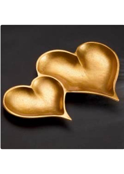 Gold Textured 2-Section Heart Tray