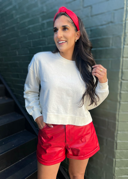Just Another Day Side Slit Cropped Sweatshirt
