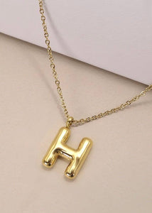 18K STAINLESS STEEL TARNISH FREE  INITIAL NECKLACE | H