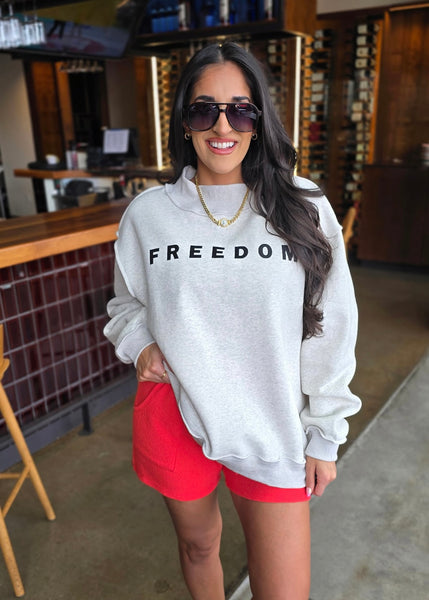 "Freedom/Legacy" Reversible Oversized Mock Neck Sweatshirt