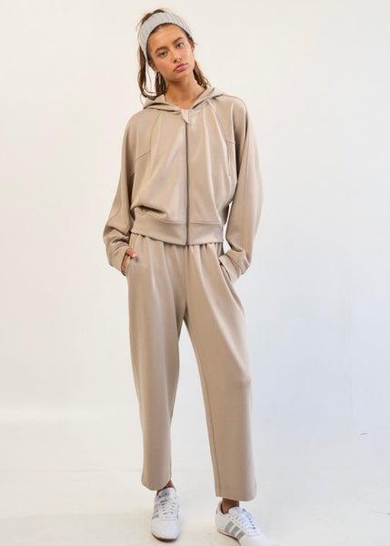 Yes Please Stone Beige Scuba Zip Up