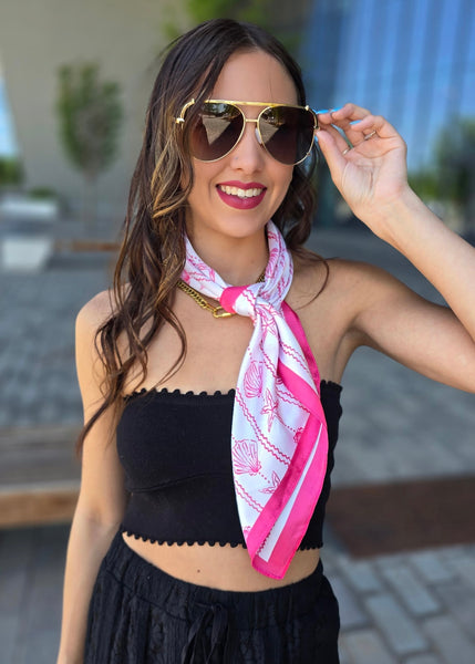 Pink Sea Shells Bandana Scarf