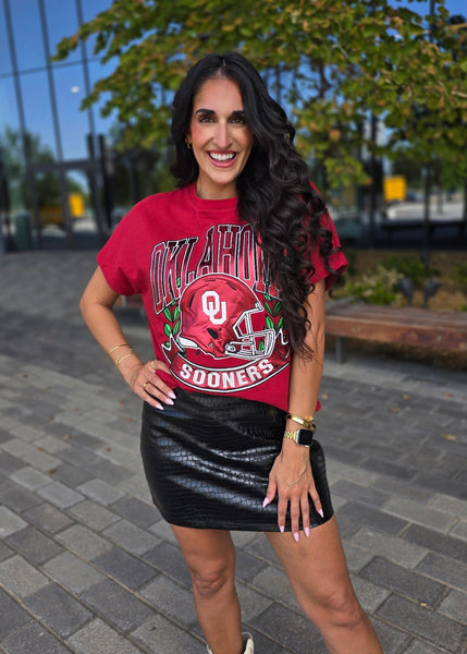 Oklahoma Sooner Crimson Helmet Tee
