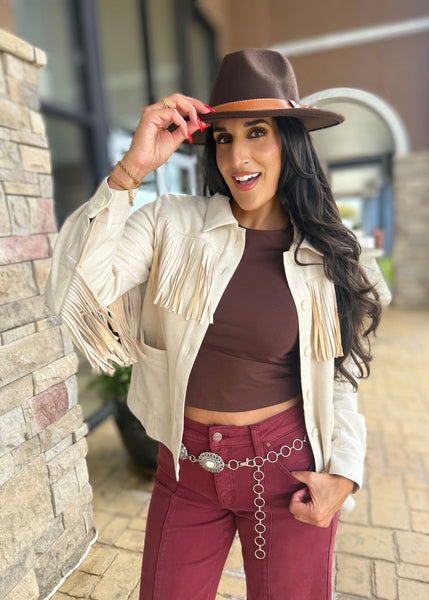 Country Girl Ivory Suede Fringe Jacket