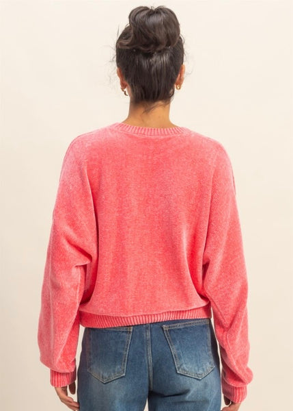 Best Of My Love Pink Textured Sweater