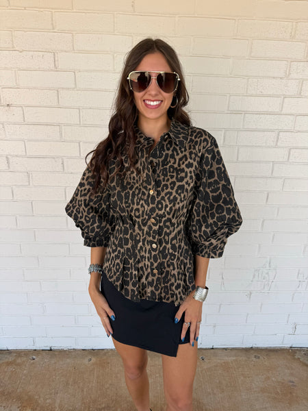 Unleashed Button Up Leopard Top