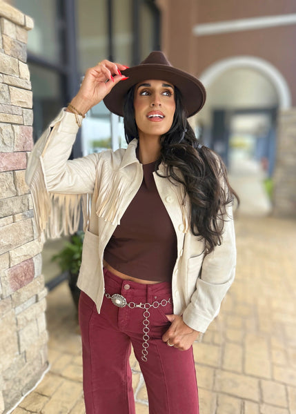 Country Girl Ivory Suede Fringe Jacket