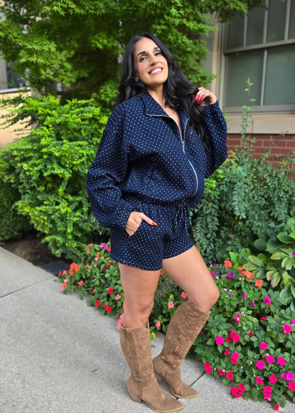 Give Grace Polka Dot Denim 2 Pc Set