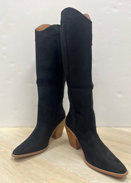Cassandra Classy Black Suede Western Boots