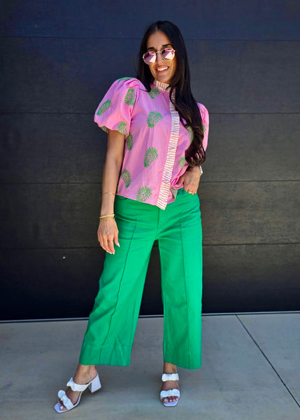 Summer Evenings Green Wide Leg Denim