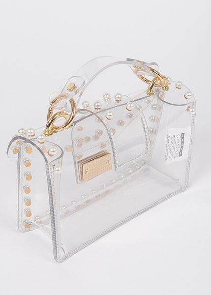 Clear Stadium Bag With Pearl Detail