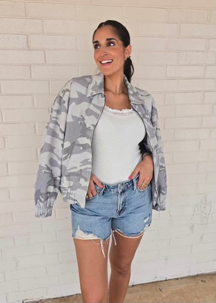The Harper Washed Camo Bomber Jacket