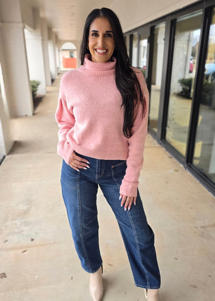 To Myself Pink Turtleneck Sweater