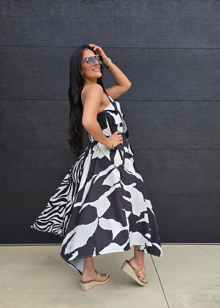 Island Dreams Black & White Maxi Dress