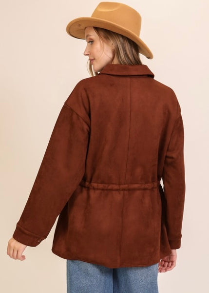 So Me Brown Suede Tie Waist Jacket