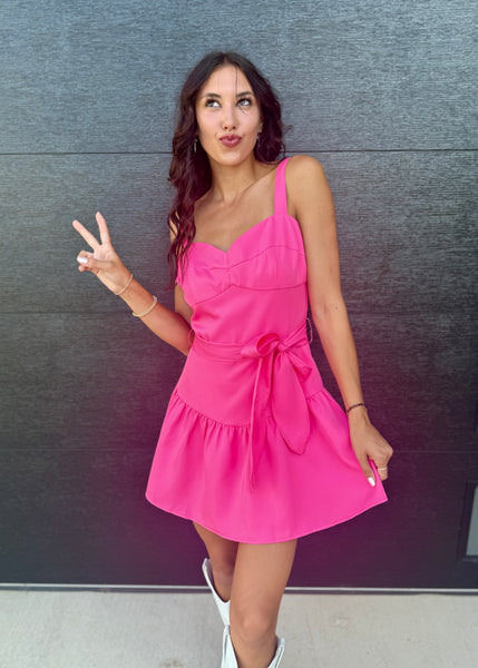 Beauty & Grace Pink Ruffle Tiered Mini Dress