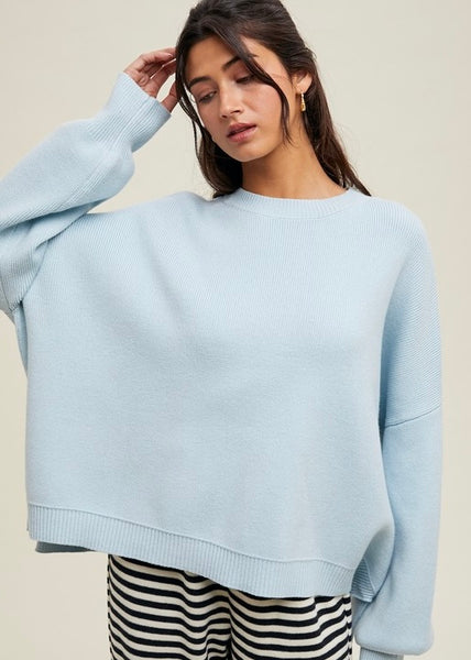 Just My Type Baby Blue Crew Neck Sweater