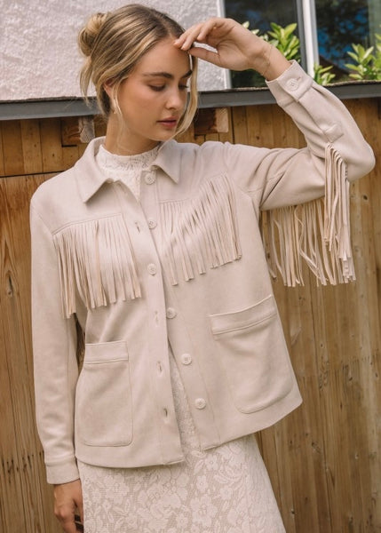 Country Girl Ivory Suede Fringe Jacket