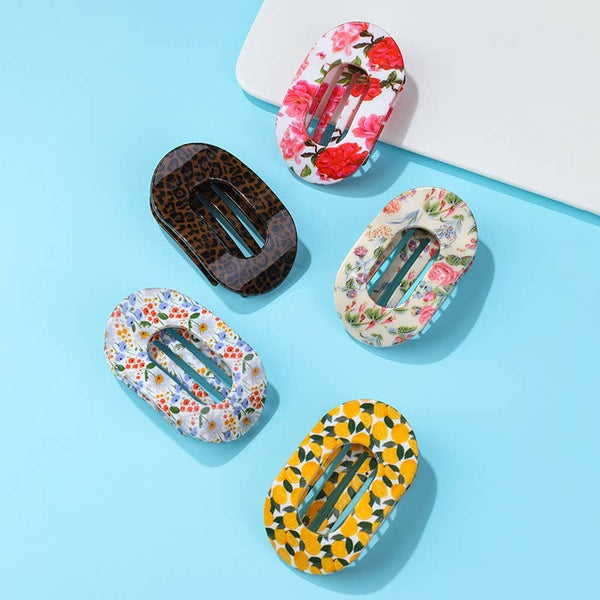 Vintage Floral & Leopard Hair Clip | 40H1119: BROWN