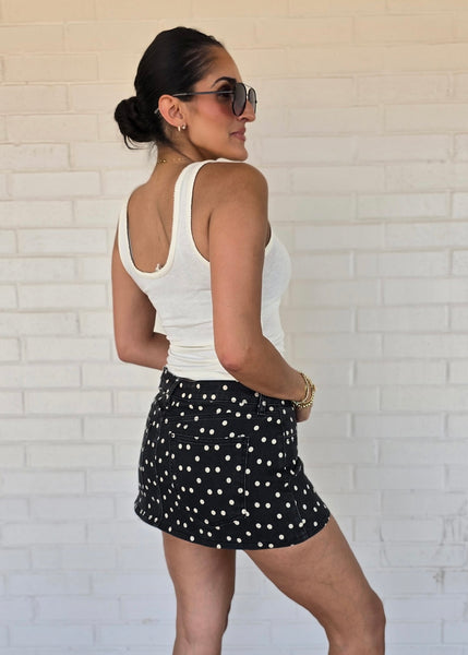 More Of You Black & White Polka Dot Micro Mini Skort
