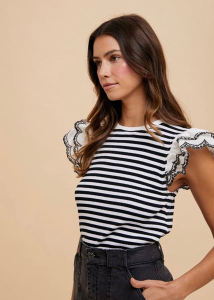 Decision Maker Black & White Striped Knit Top