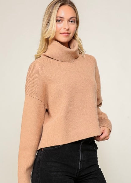 Cozy Up Camel Turtleneck Sweater
