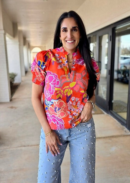 Garden Party Floral Print Top